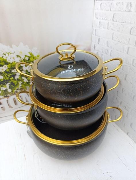 Набір посуду Edenberg EB-12922 з антипригарним мармуровим покриттям та турбо індукційним дном 6 пр. (27779434) - фото 3 Набір посуду Edenberg EB-12922 з антипригарним мармуровим покриттям та турбо індукційним дном 6 пр. (27779434) - фото 3