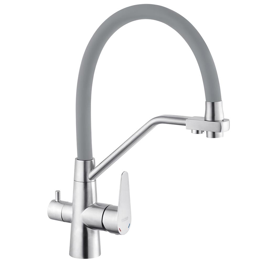 Смеситель для кухни KRONER KRP Edelstahl Klassisch-ESG03817GRA CV027937 на две воды Серый (159328)