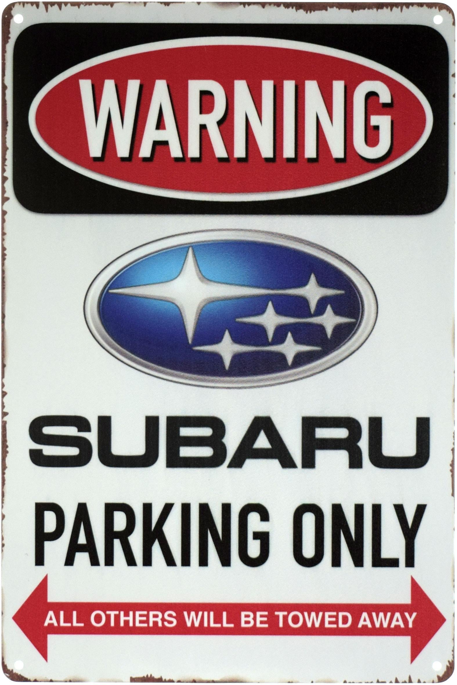 Табличка металлическая Внимание! Парковка Только Для Субару/Warning! Subaru Parking Only 20x30 см