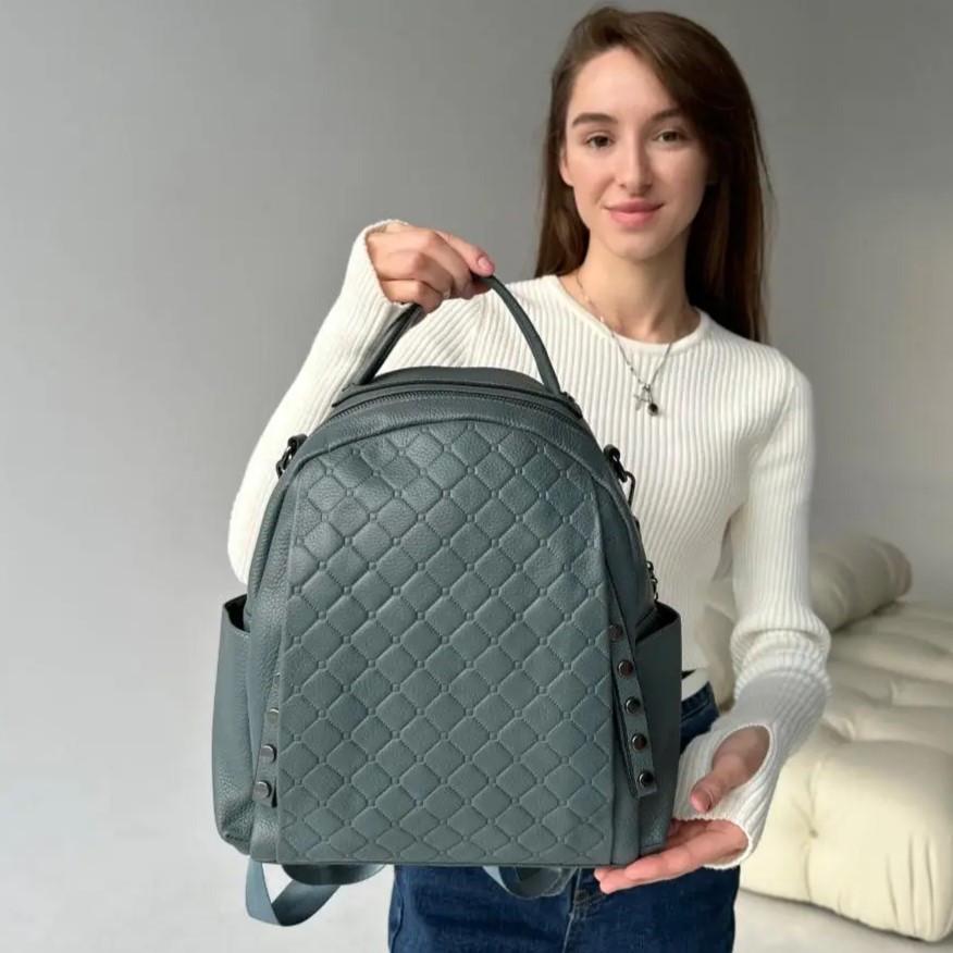 Рюкзак из натуральной кожи Tiding Bag 29х33х14,5 см Синий