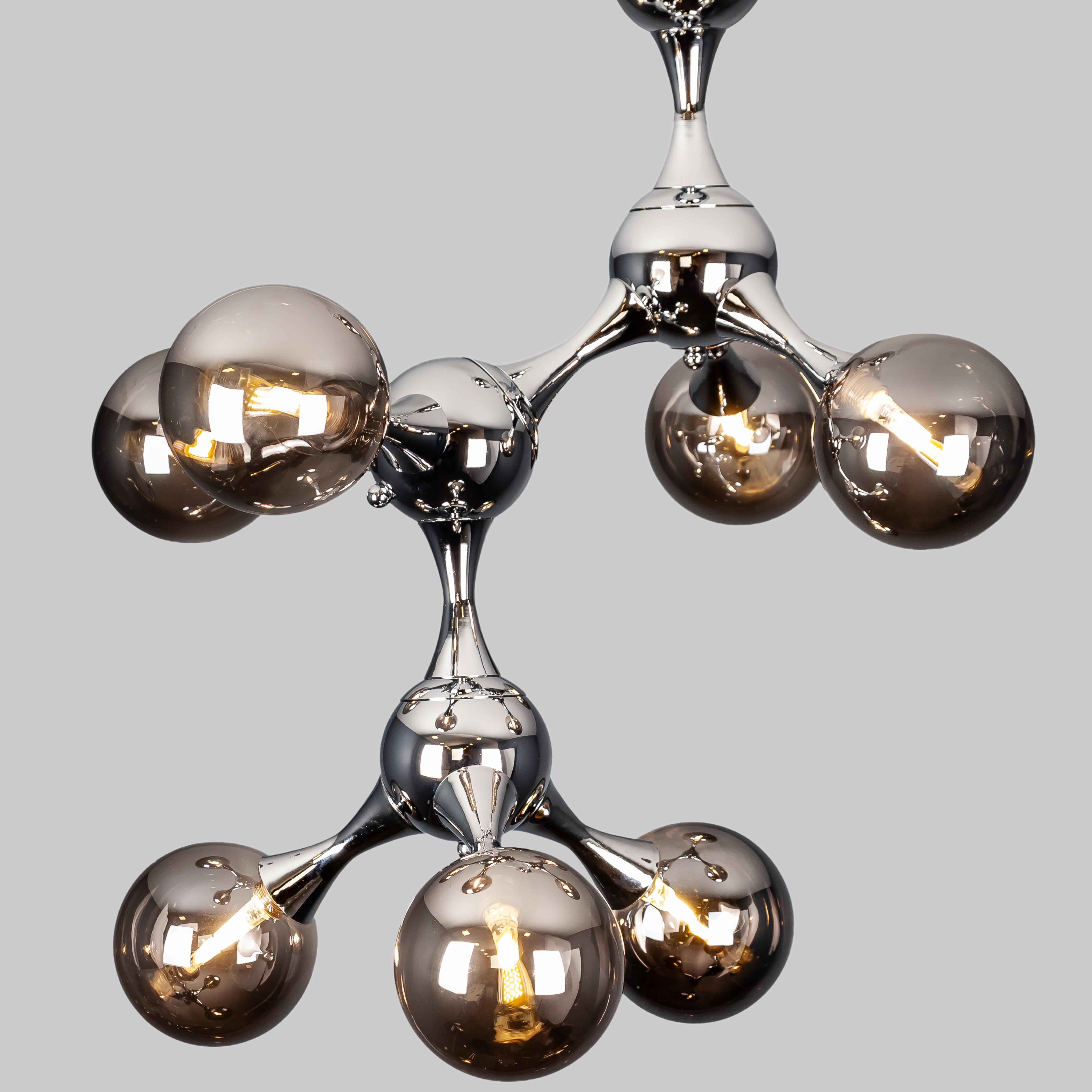 Люстра молекула на 7 ламп Хром (52-9817-7 CR+BK)