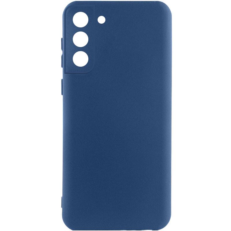 Противоударный чехол TPU GETMAN Liquid Silk Full Camera для Samsung Galaxy S21 Синий / Navy Blue