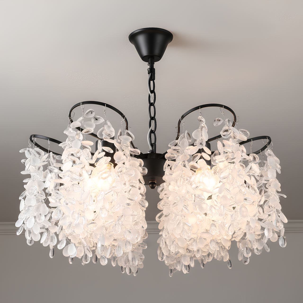 Люстра Valeso с подвесными хрустальными гроздьями под шесть ламп E27 Черный (S2495/6)