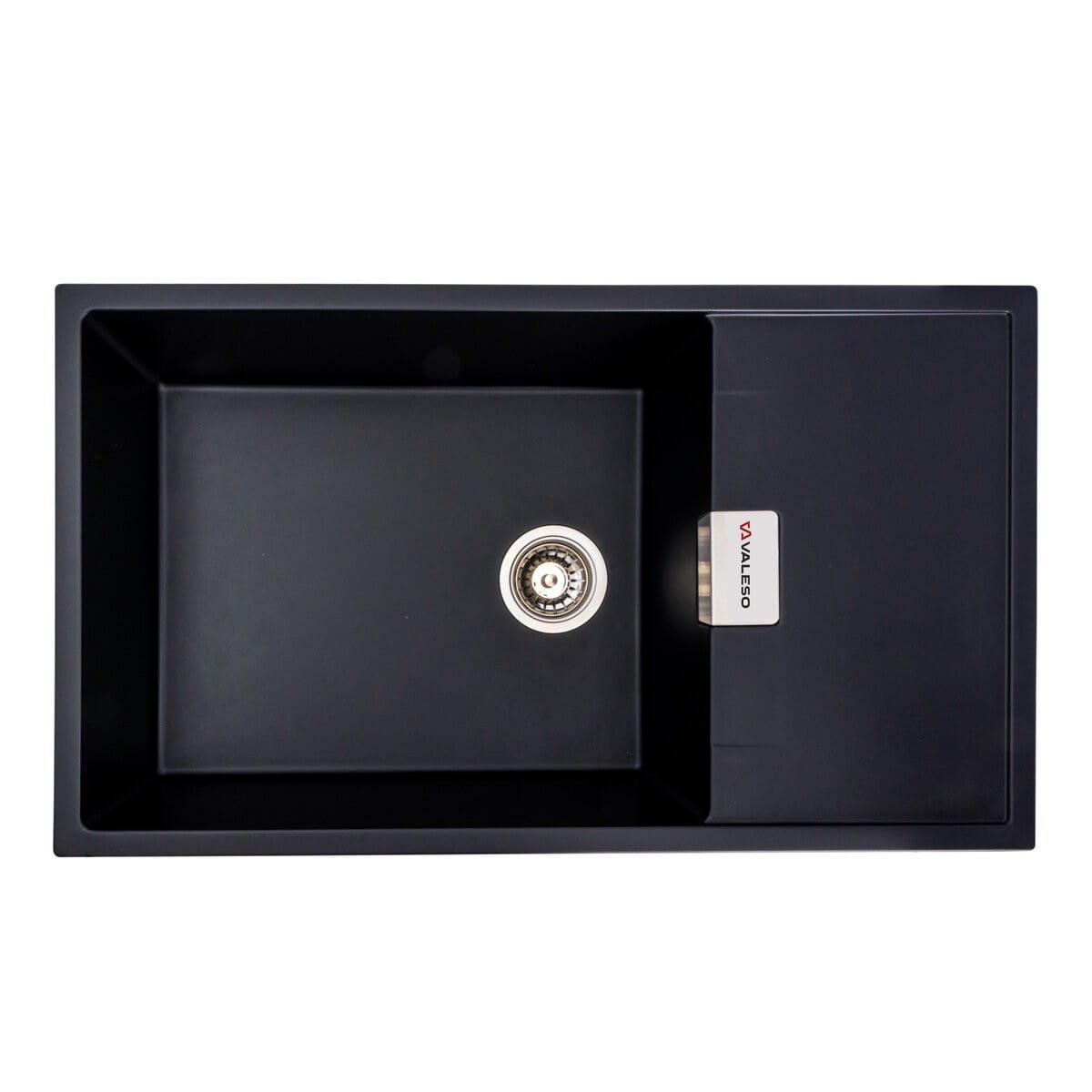 Мойка гранитная Valeso Diamond 860х500 врезная прямоугольная Черный металлик матовый (PLTM-SP000047048)