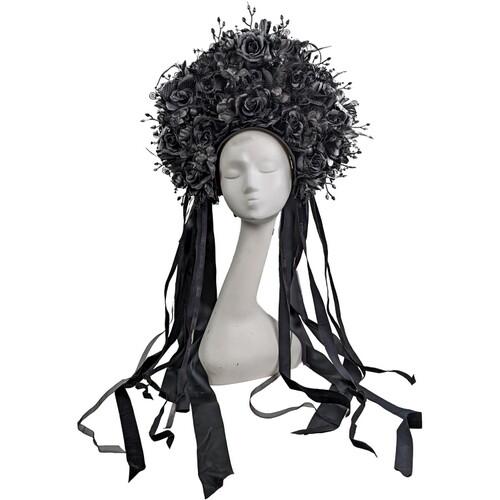 Обруч Seta Decor Рогнеда крупный двухсторонний с цветами (22-334BLK)