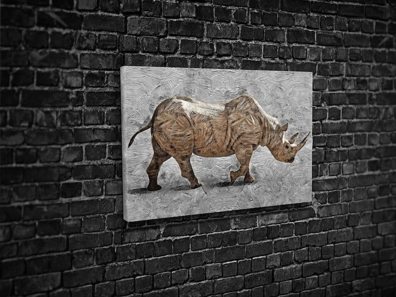 Картина для интерьера Живописный носорог 51x34 см (559)