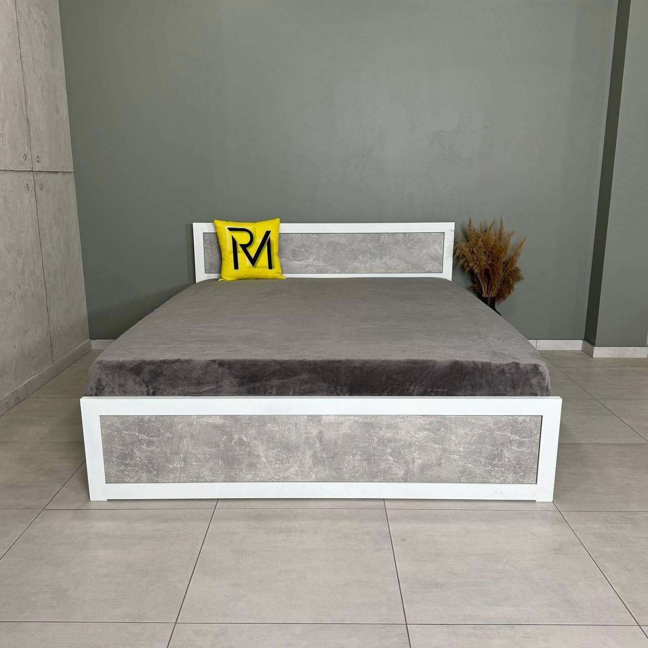 Кровать металлическая Loft с подъемным механизмом с ламелями 160х200 см Индастриал/Белый мет (000084984)