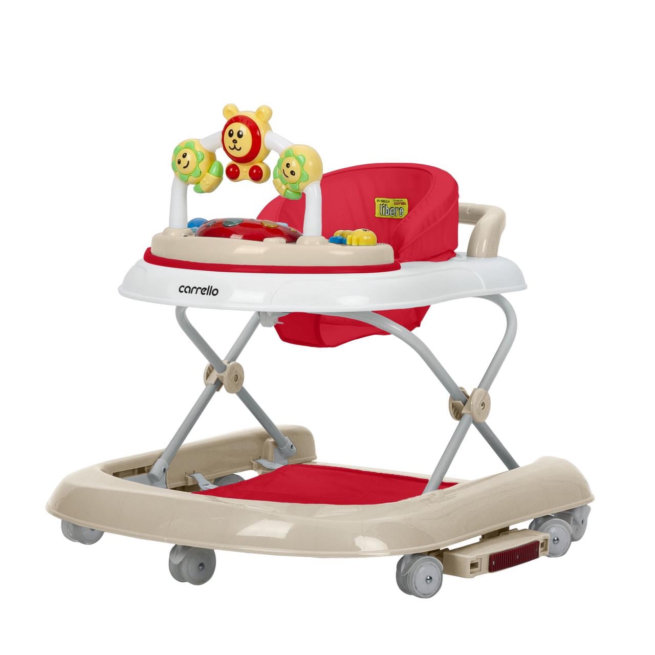 Ходунки-каталка детские музыкальные Первые шаги CARRELLO Libero CRL-9602/3 3в1 из пластика 64х69х14 см Красный (150-7-CRL-9602/3 Red)