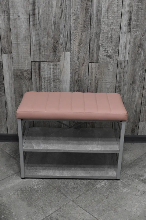 Банкетка для взуття металева з м'яким сидінням 32х47х88 см Пудровий (28375236)