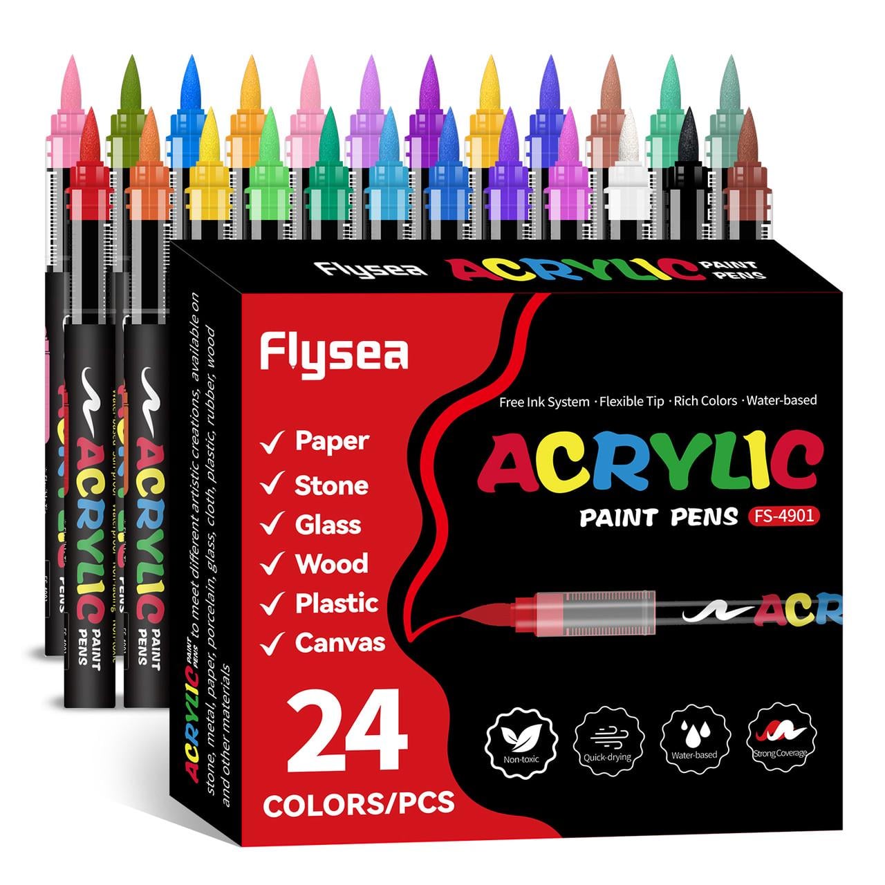 Маркеры кистевые акриловые Flysea Soft Brush 24 цвета (2986738243)