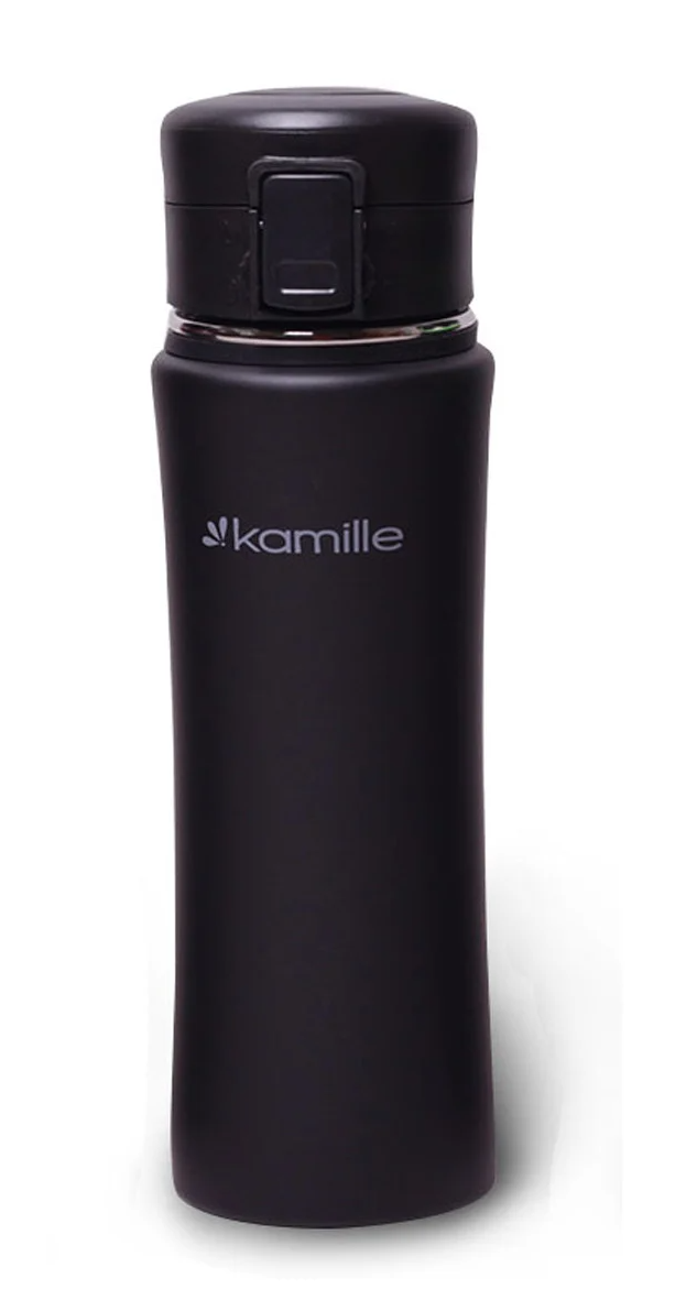Пляшка спортивна Kamille нержавіюча сталь 500 мл Чорний (MKM-2066)