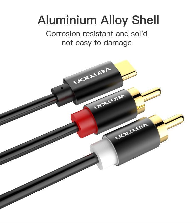 Кабель Vention Type-C-2RCA стерео тюльпани-USB-C Hi-Fi звук AUX DAC ЦАП 1,5 м Чорний (BGDBG) - фото 11