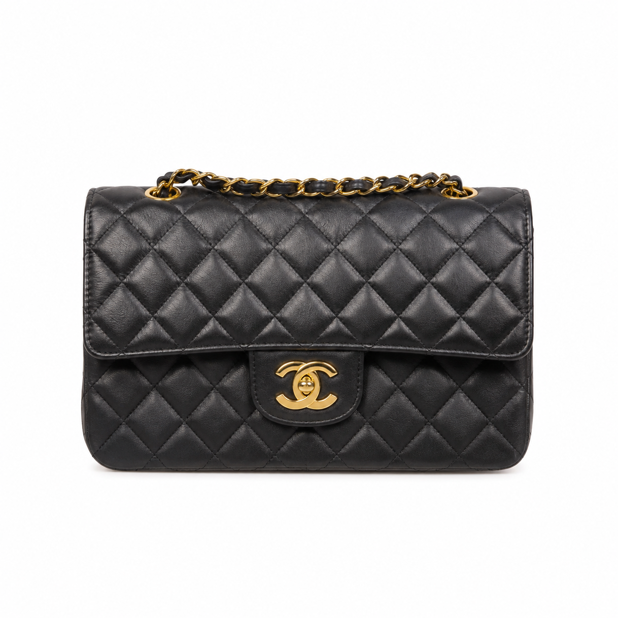 Сумка женская через плечо в стиле Chanel стеганная с клапаном 26х15 см Черный