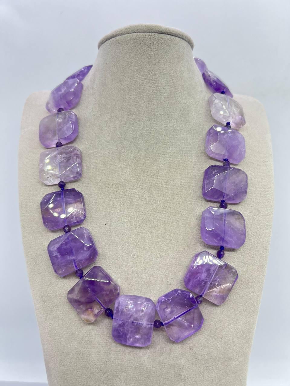 Бусы аметрин 24х21 мм 44 см Фиолетовый (11403)