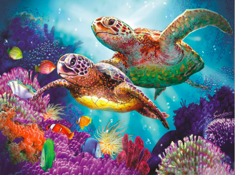 Картина алмазна вишивка Monkey family Підводний світ черепах (карт-000009)