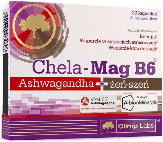 Магній В6 з ашвагандою та женьшенем Olimp Chela Mag B6 Ashwagandha ginseng 30 капсул