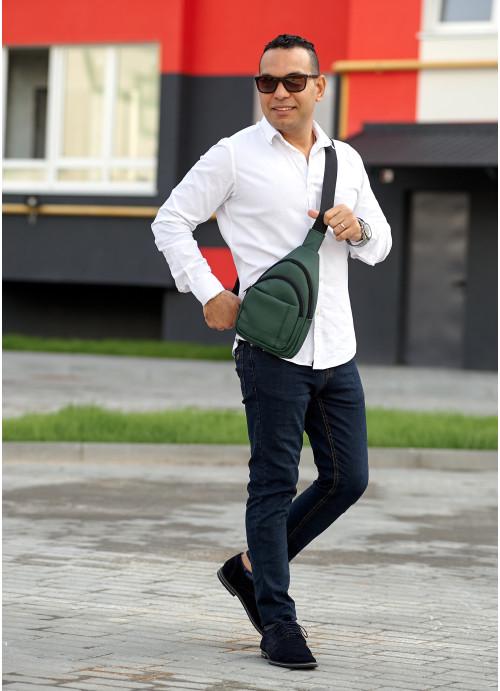 Мужская сумка-слинг Sambag через плечо из экокожи Зеленый (891019629) - фото 3 Мужская сумка-слинг Sambag через плечо из экокожи Зеленый (891019629) - фото 3