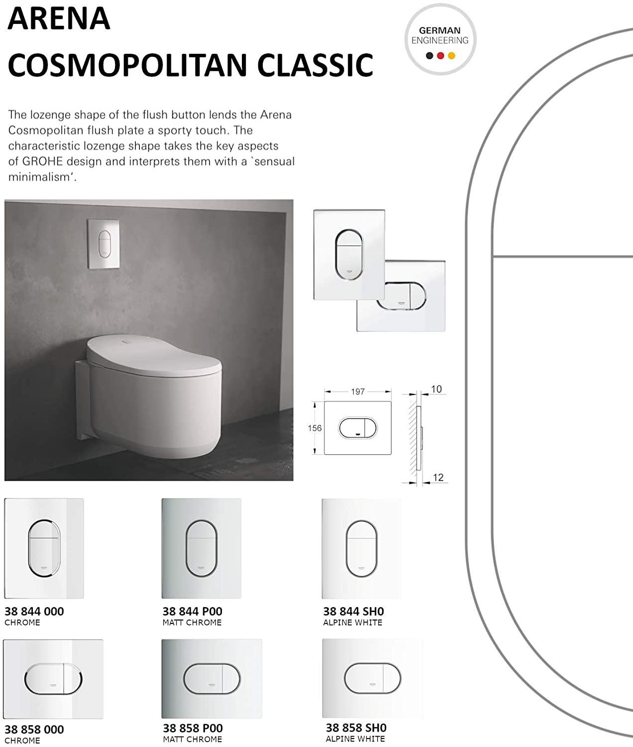 Кнопка смыва Grohe Arena Cosmopolitan 38844SH0 для инсталляции глянцевая Белый (80077) - фото 4