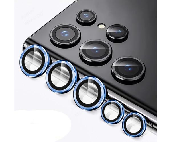 Защитное стекло с рамкой CD Pattern на заднюю камеру для Samsung Galaxy S24 Ultra Голубой