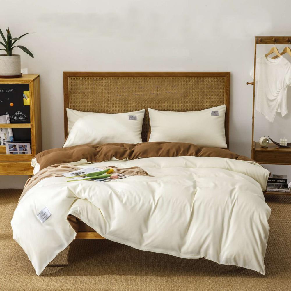 Комплект постельного белья Cotton home Дуэт полуторный Сатин UP-2-15-20-9 Молочный с шоколадным (DR010258)