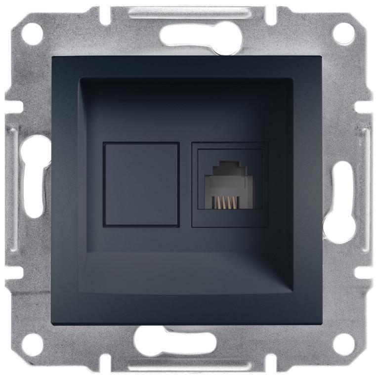 Розетка телефонная одинарная Schneider Electric RJ-11 Asfora Антрацит