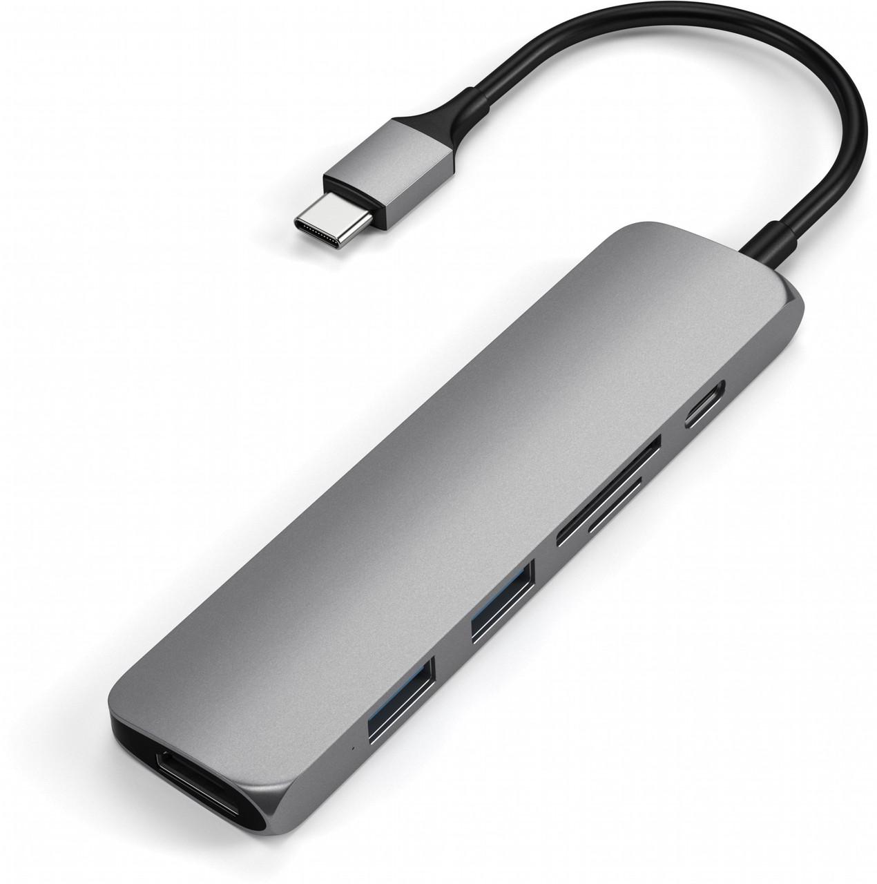 Хаб-адаптер Satechi Aluminum Type-C Slim Multi-Port Adapter 4K V2, Space Gray (ST-SCMA2M)