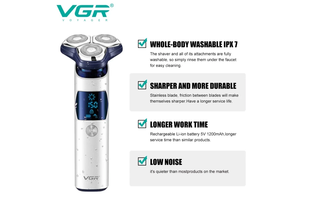 Электробритва VGR V-328 водонепроницаемая (373882) - фото 3