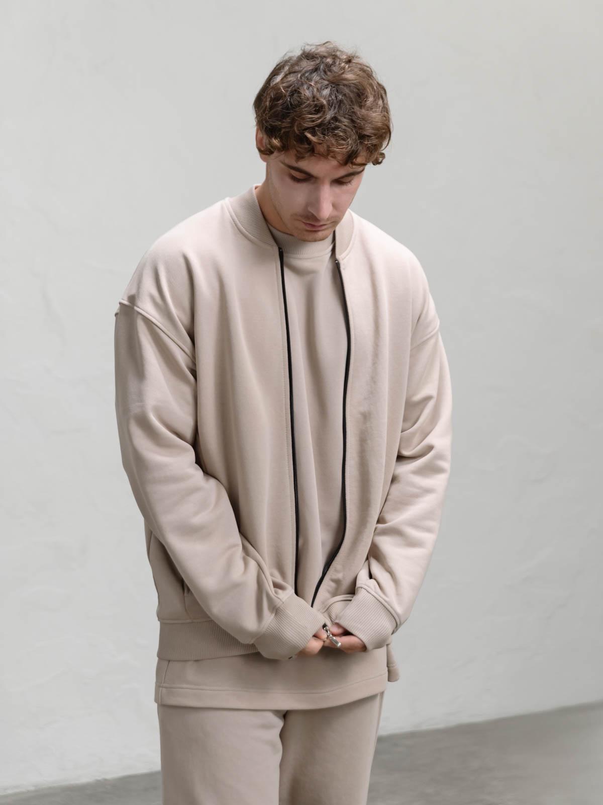 Бомбер чоловічий вільний FROMUS S/M Темно-бежевий (1126-19) - фото 2 Бомбер чоловічий вільний FROMUS S/M Темно-бежевий (1126-19) - фото 2