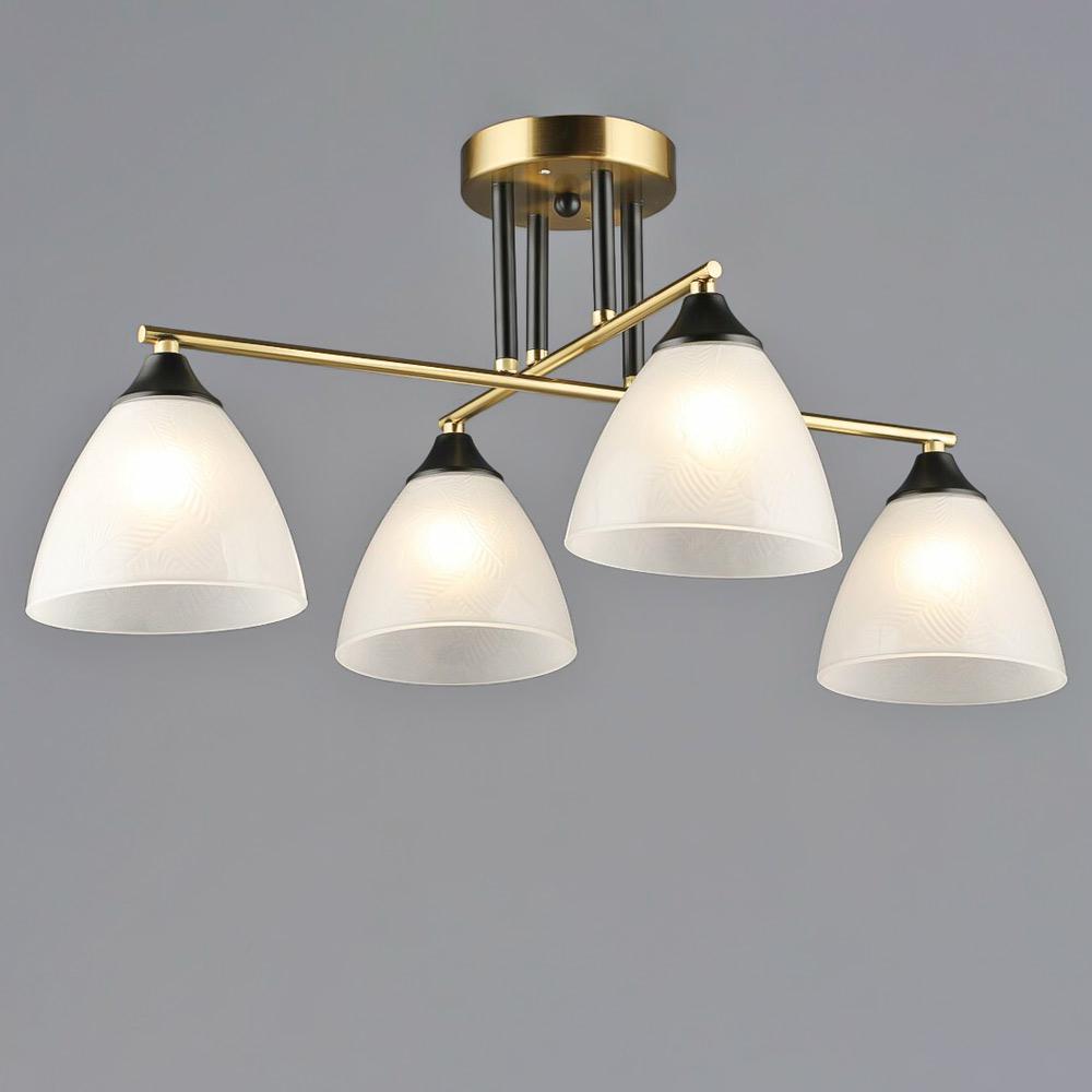 Люстра потолочная Light House SRS-20394/4 плафоны белые Медь/Черный