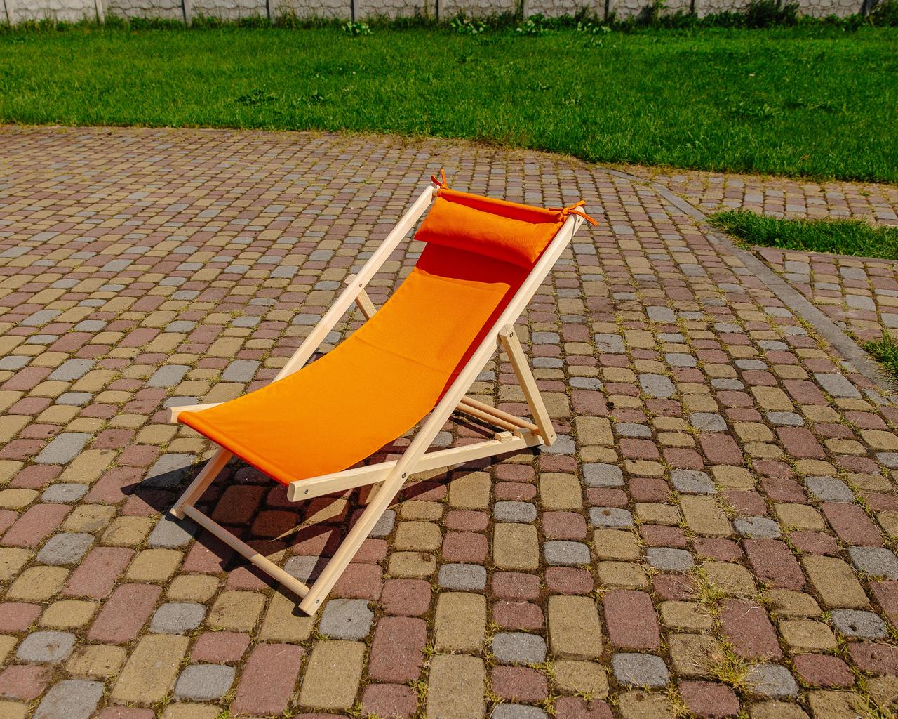 Шезлонг для дачи тканевый XRmaster с подушкой Оранжевый (КШ-013)