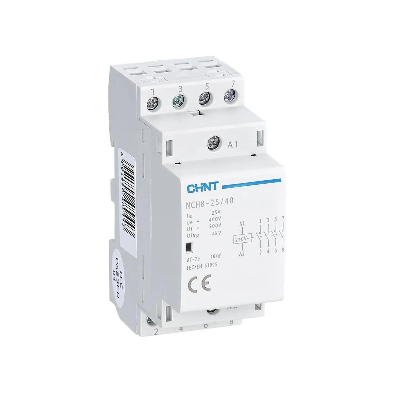 Контактор модульный CHINT NCH8-25/40 25A 4NO AC220/230 В (256089)
