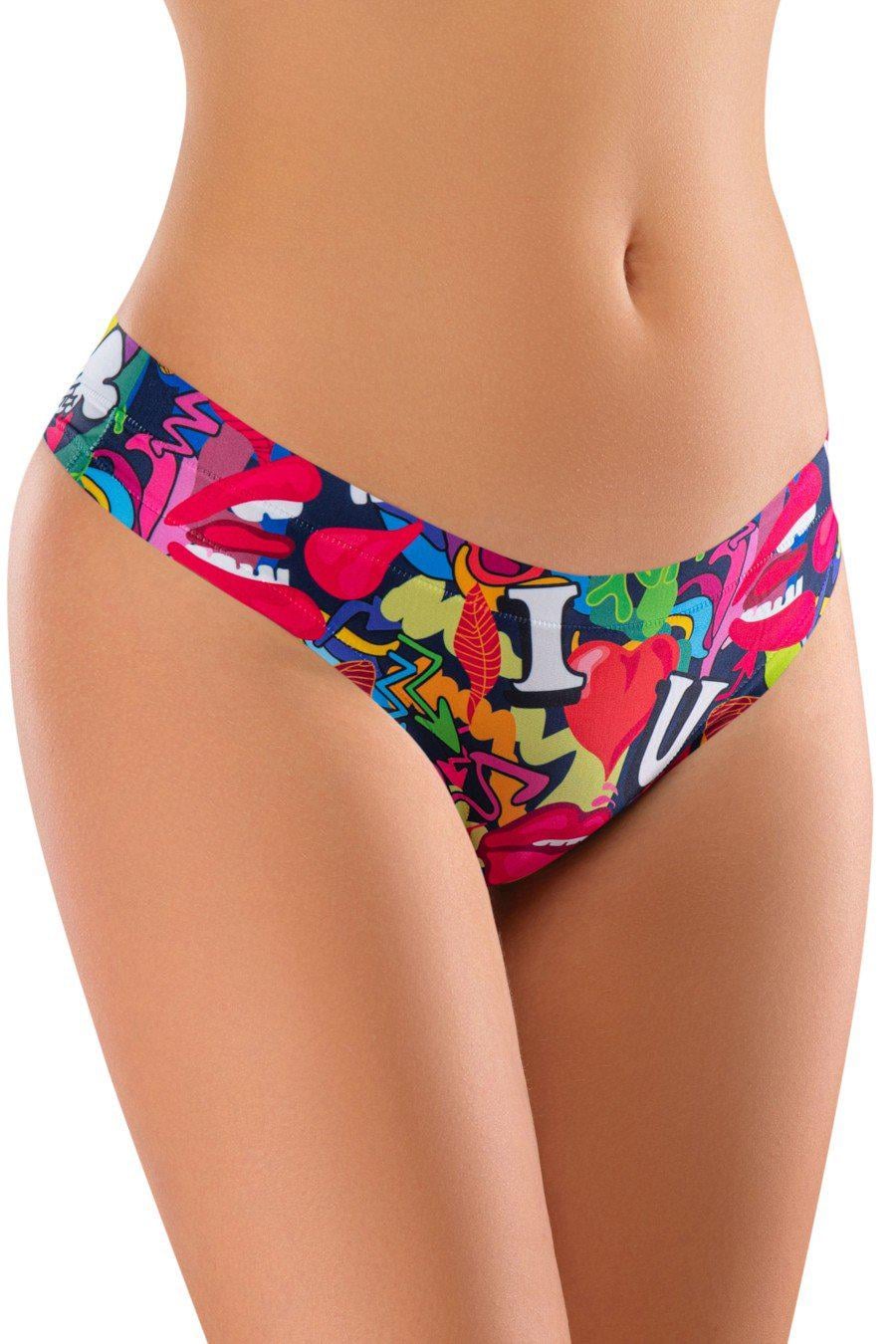 Трусики женские Mememe стринг с ярким принтом XL Разноцветный (83437-59379-83)