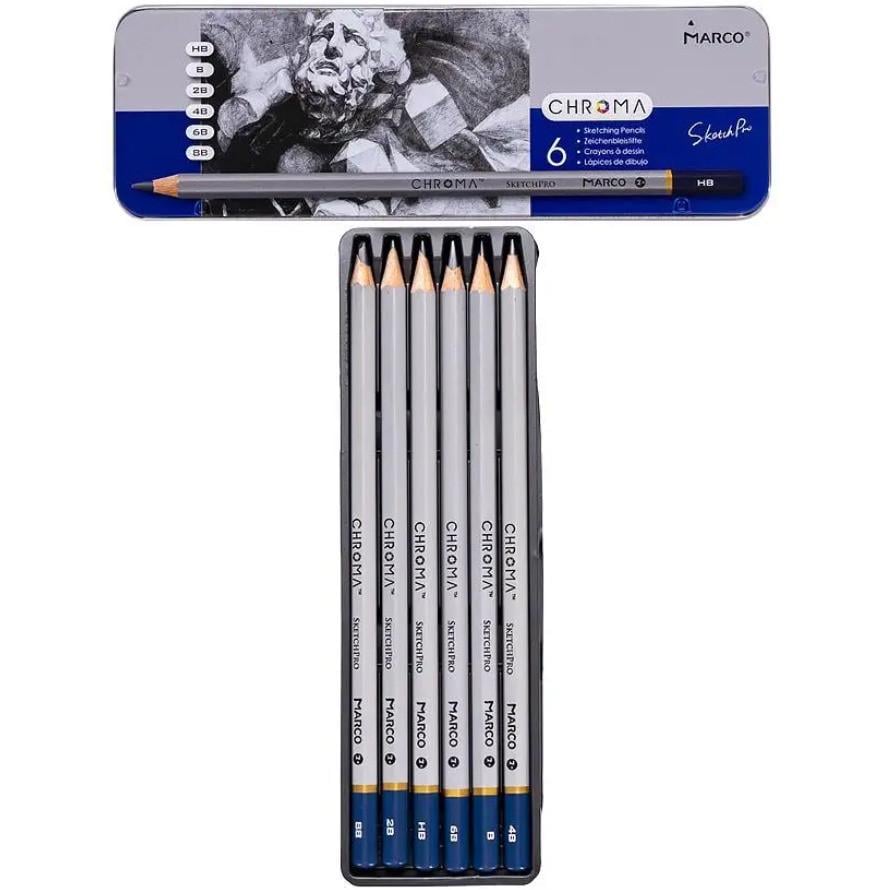 Набор карандашов графитовых Marco Chroma НB-8B 6 шт.