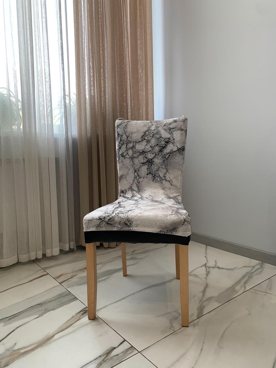 Чехол на стул Бетон натяжной со спинкой универсальный Серый (2190223576) - фото 2 Чехол на стул Бетон натяжной со спинкой универсальный Серый (2190223576) - фото 2