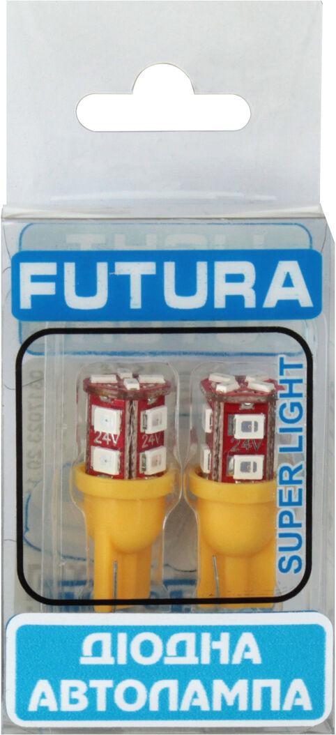 Лампочка FUTURA без цоколя LED T10 W5W SMD 12 диодов 24V W2.1x9.5d 2 шт. Желтый (70525)