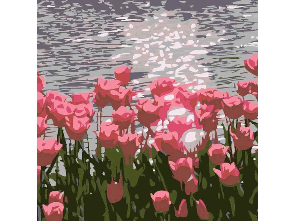 Картина по номерам Strateg Тюльпаны на склоне 20х20 см (HH5100)