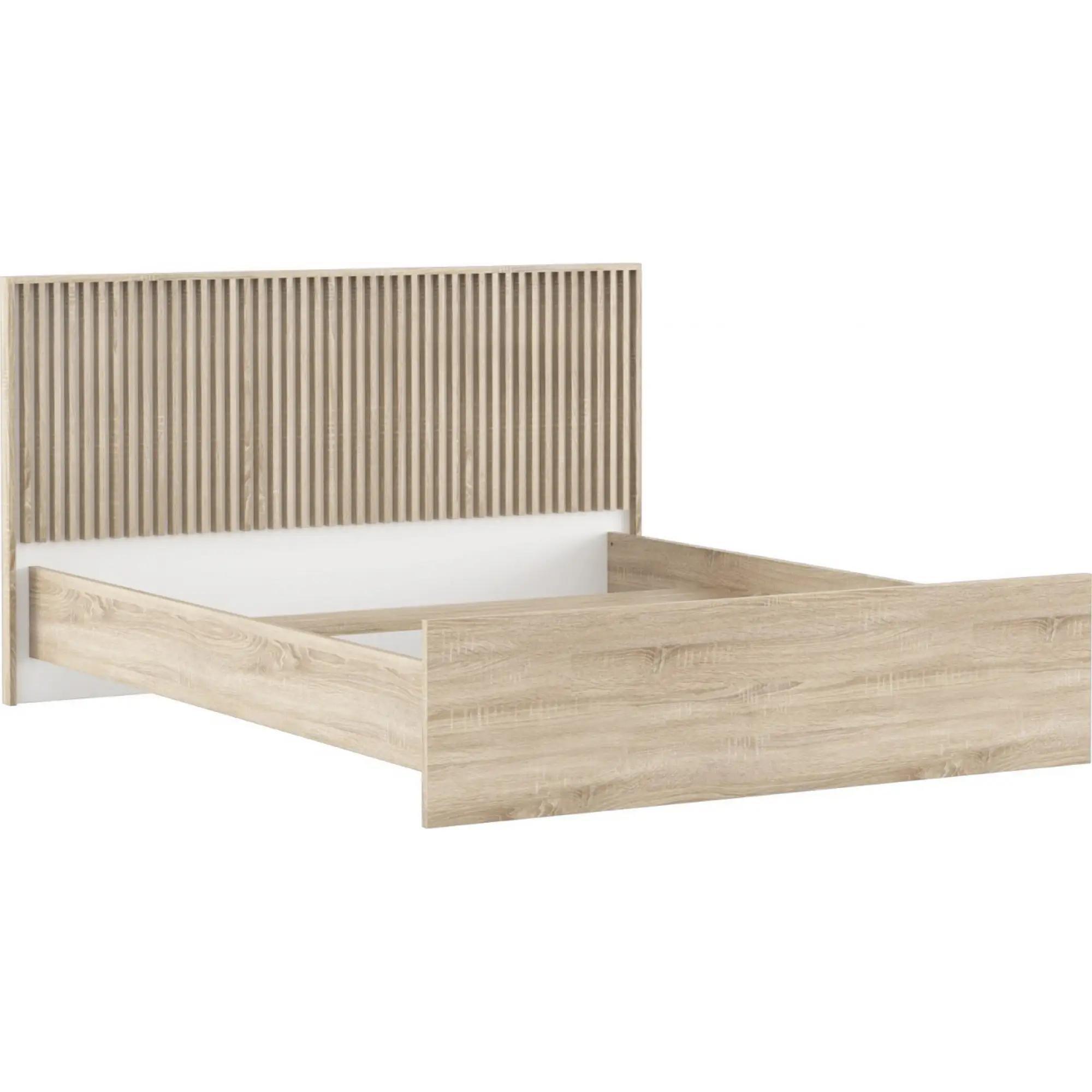 Кровать двуспальная Гербор Брус LOZ160 без основы под матрас 160x200 см Дуб сонома/Нимфея альба (00000057741)