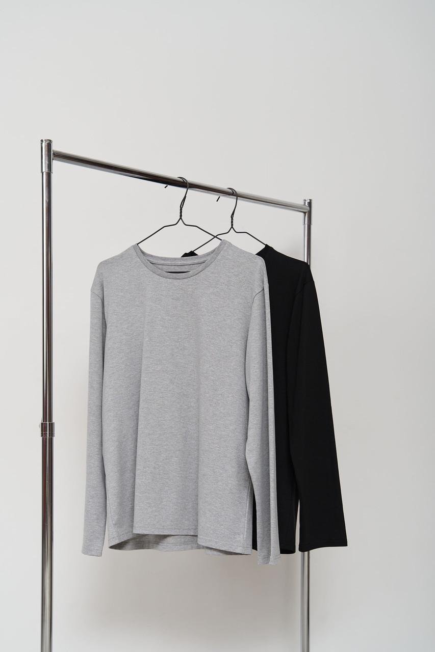 Набор лонгсливов мужских Cotton Basic 2 шт. 3XL Серый/Черный (2048376072) - фото 1