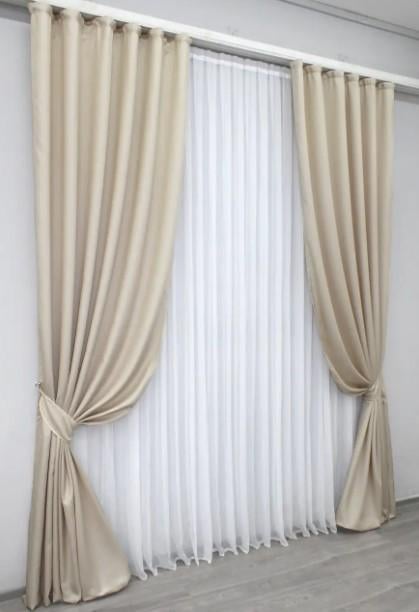 Шторы для гостиной/спальни Felicita 3x1,5 м 2 шт. Бежевый (1258ш) - фото 3