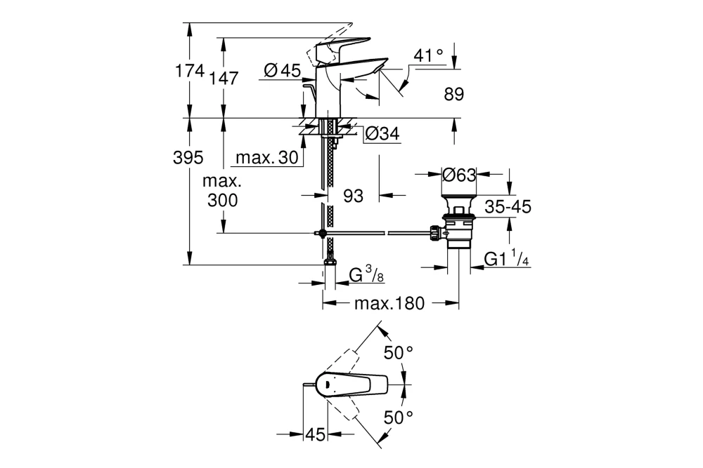 Змішувач для раковини Grohe QuickFix StartEdge S-Size 24196001 (374034) - фото 5