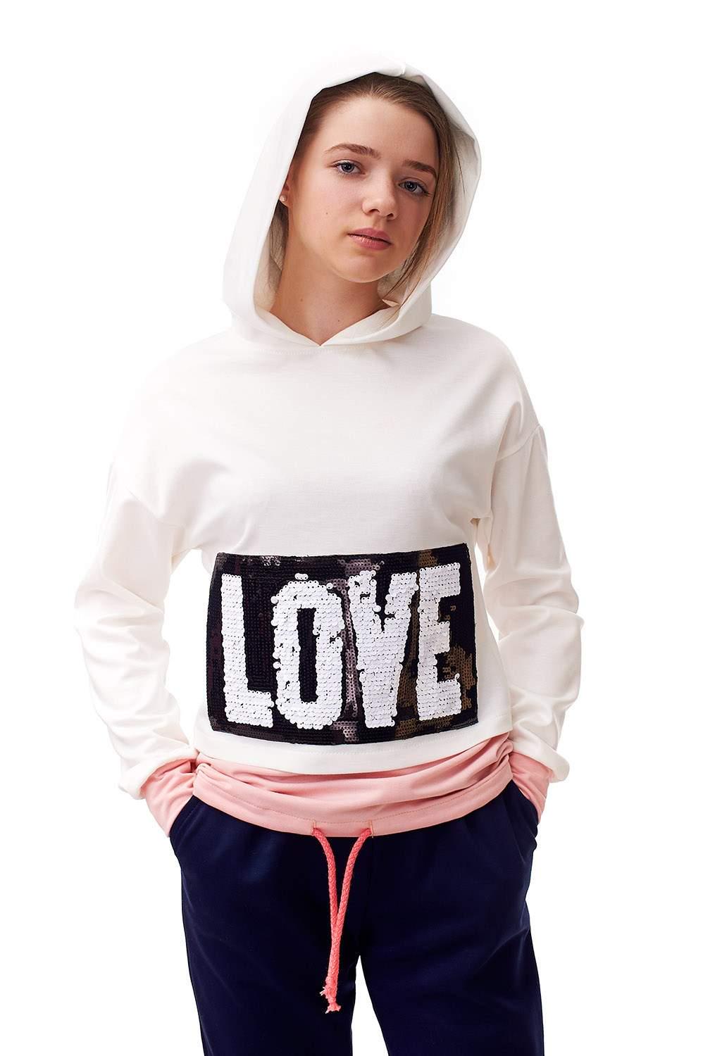 Світшот з принтом для дівчини підлітка Diва 152 см ХS Молочний (613)