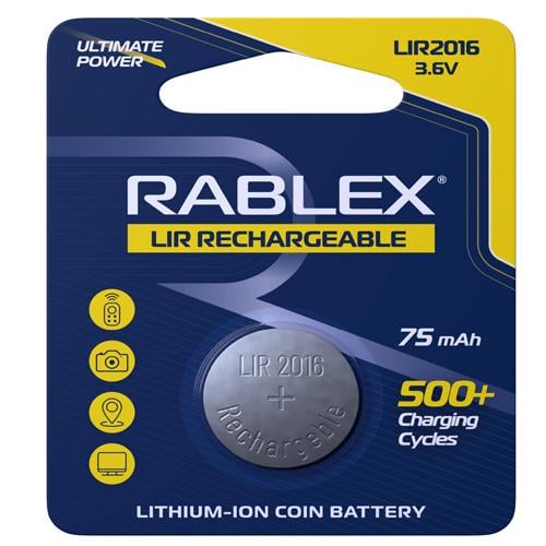 Акумулятор батарейка Rablex LIR2016 3,6V 75 mAh Акумулятор батарейка Rablex LIR2016 3,6V 75 mAh
