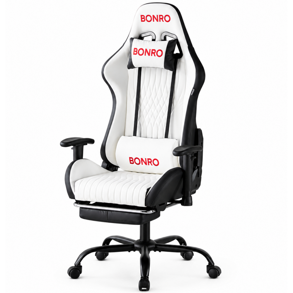 Геймерское кресло с подставкой для ног Bonro 1002G-1 Белый (42401210) Геймерское кресло с подставкой для ног Bonro 1002G-1 Белый (42401210)