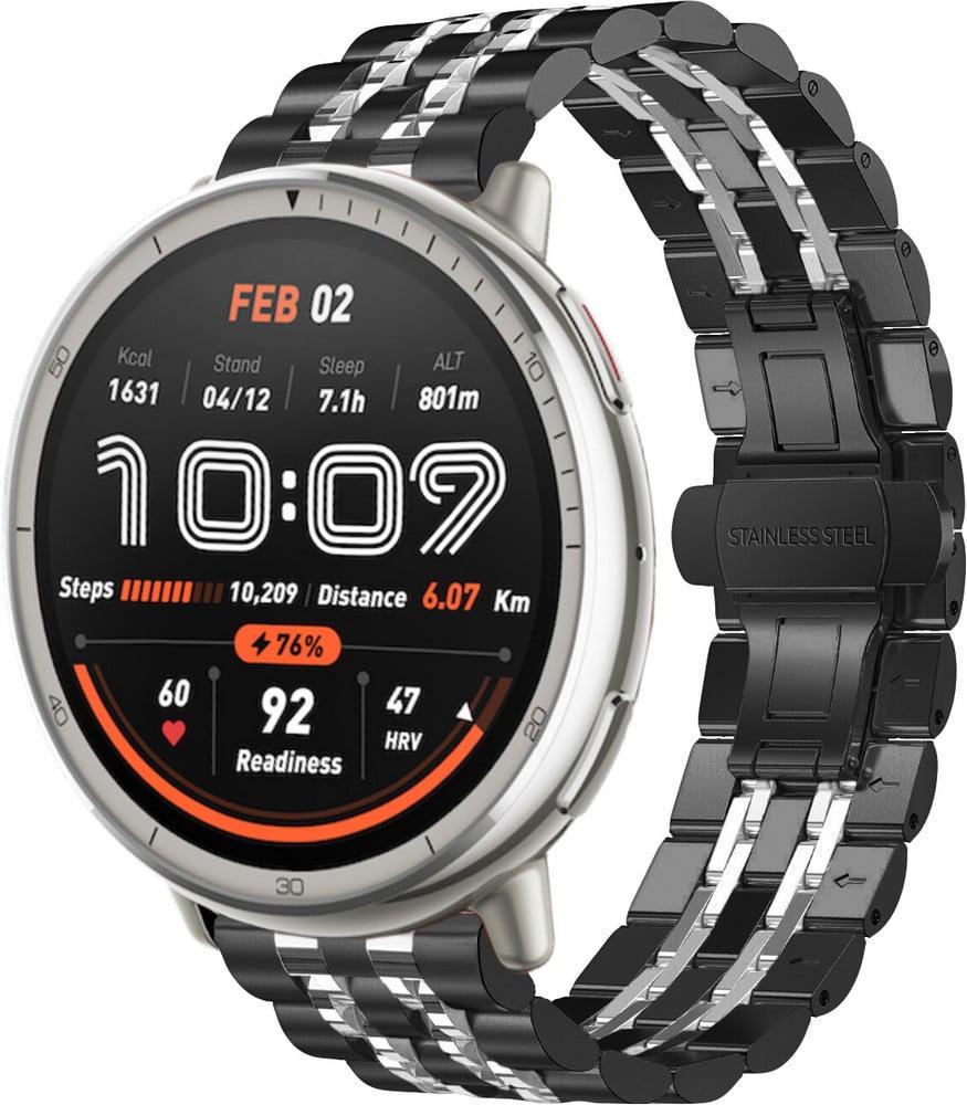 Браслет металлический Spinye Line для Amazfit Active 2 Round Black Silver (42106-03)