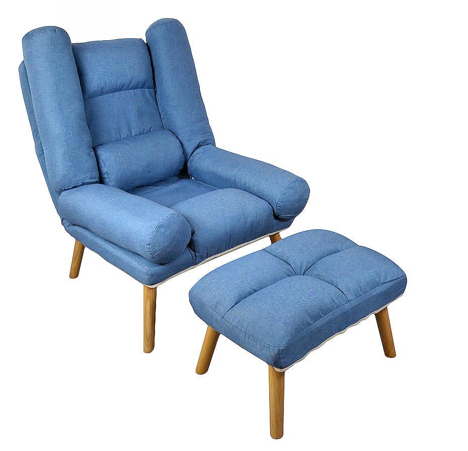 Кресло раскладное Uszak DIOR с подставкой для ног Синий (11910590) - фото 1 Кресло раскладное Uszak DIOR с подставкой для ног Синий (11910590) - фото 1