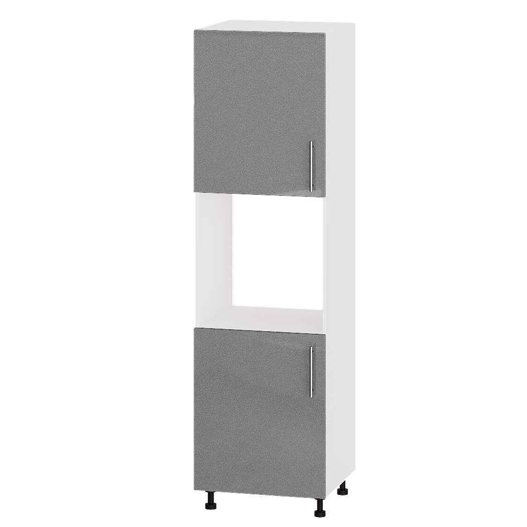 Шафа Еверест Модерн модуль пенал Н76-600 60х57х215 см Сріблястий металік глянець/Білий (03328)