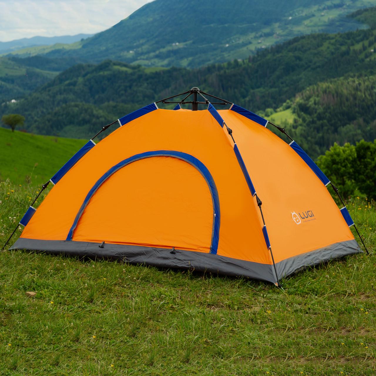 Палатка автоматическая на 2 человек 200x150x110 см Оранжевый (4688) - фото 4