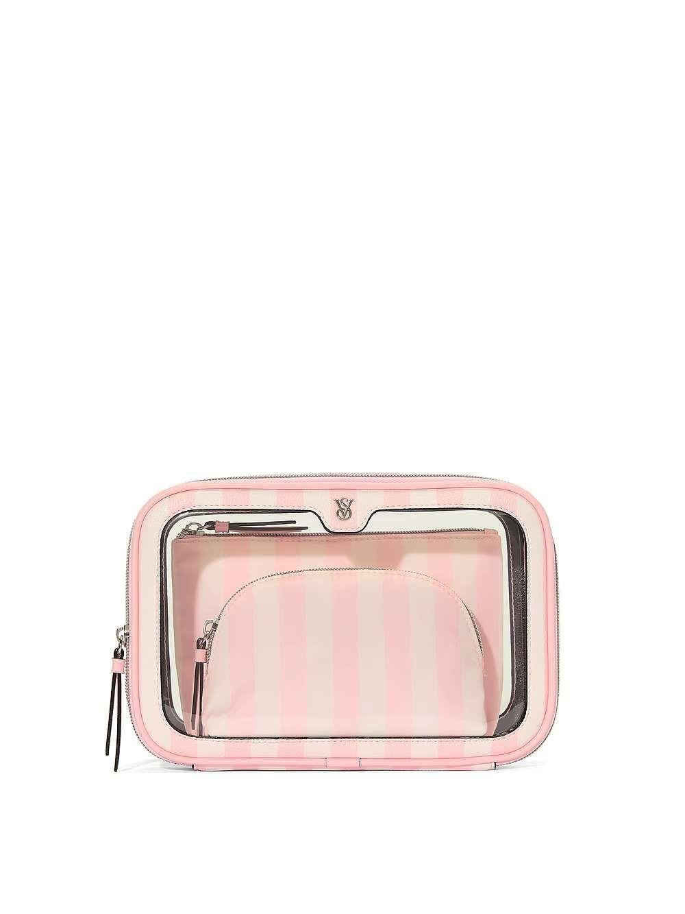 Косметичка Victoria's Secret 3-Piece Makeup Bag 3в1 Розовая полоска (12074216)