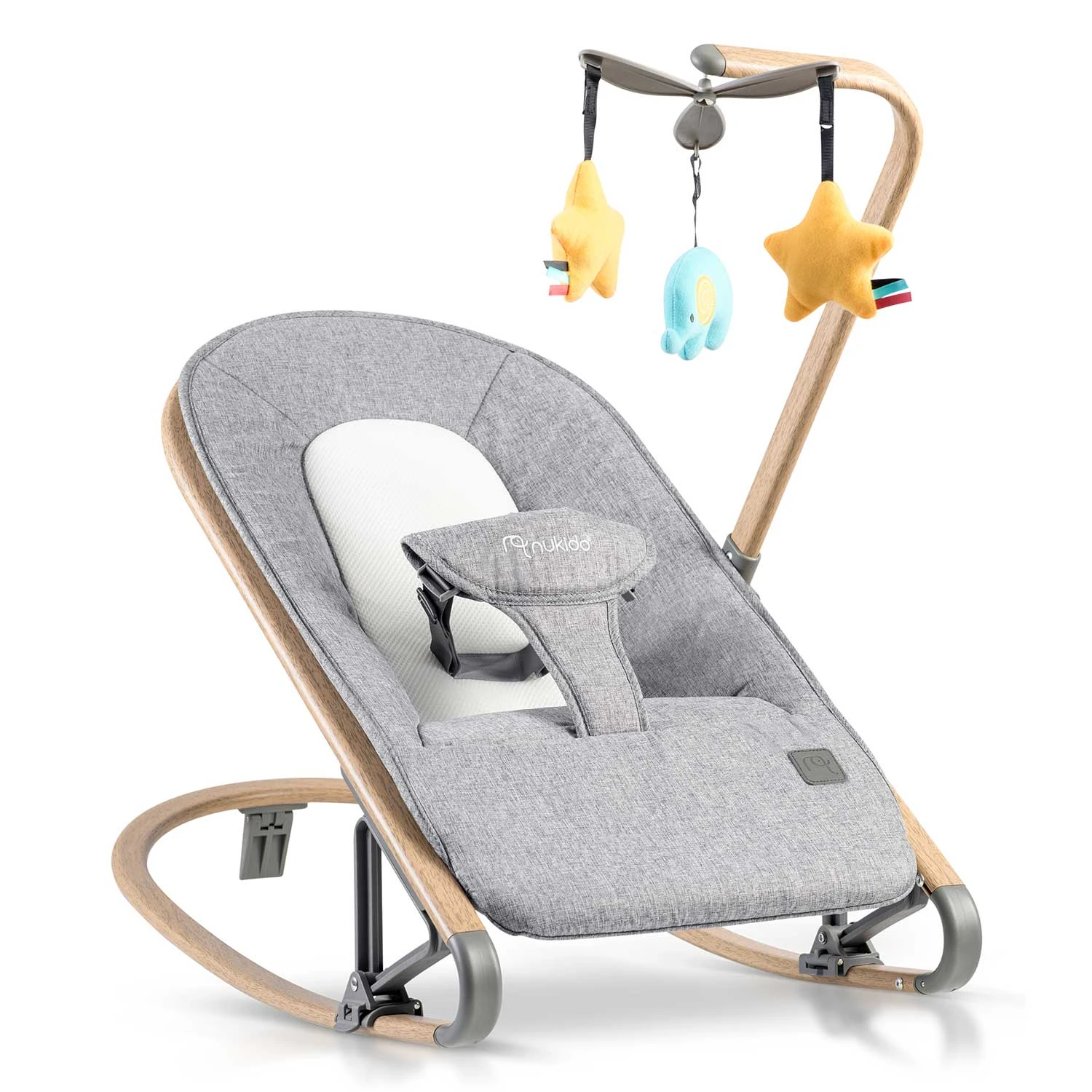 Дитячий шезлонг-гойдалка Nukido NK-53 з іграшками Сірий