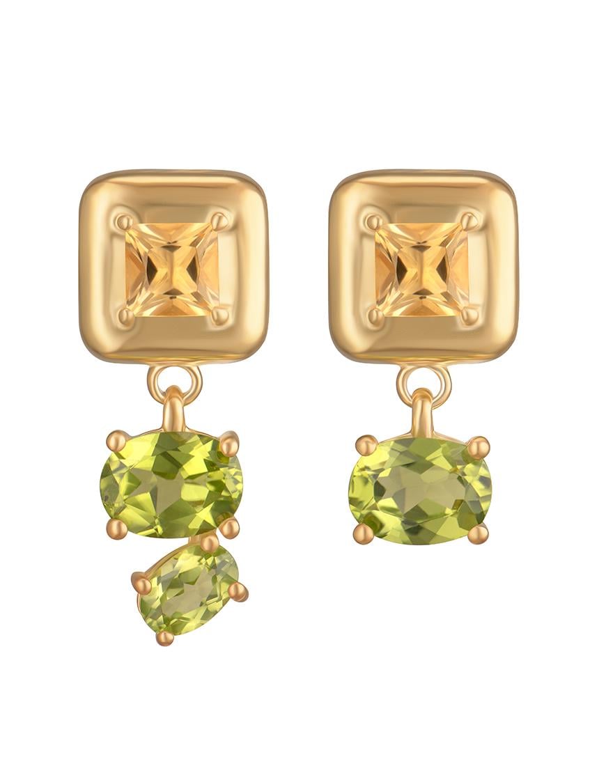 Сережки Splash Yellow-Green жіночі RIMMART JEWELRY позолочені One size